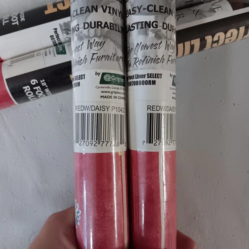 Griptex Perfect Shelf Liner Daisy Red Floral Cottagecore Lot 4 Rolls 18
